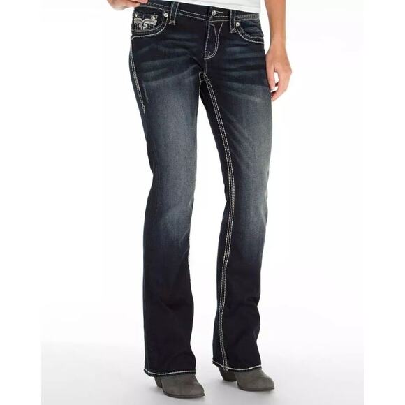 Rock Revival Marie Easy Boot Stretch Jeans Dark Wash Mid Rise 5-Pockets Women 28 - Picture 1 of 16